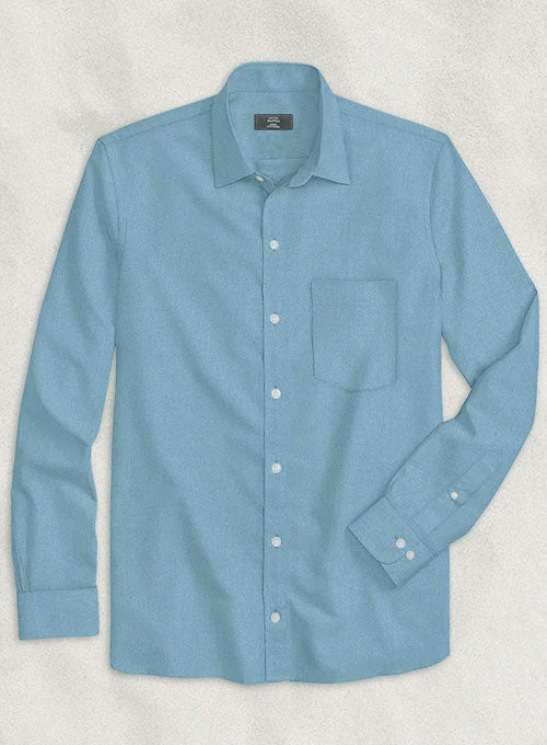 Azure Blue Stretch Poplene Shirt - StudioSuits
