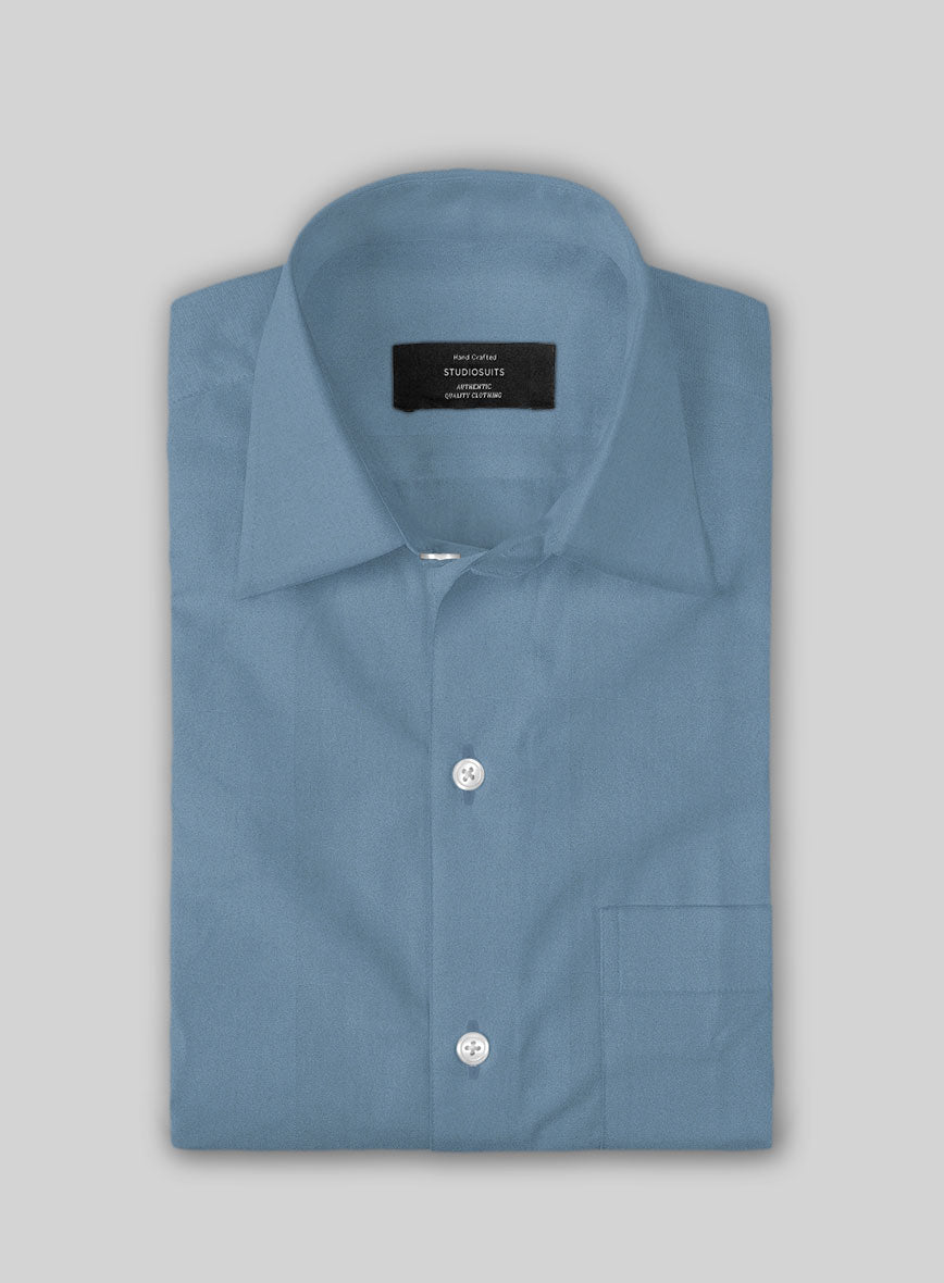 Azure Blue Stretch Poplene Shirt - StudioSuits