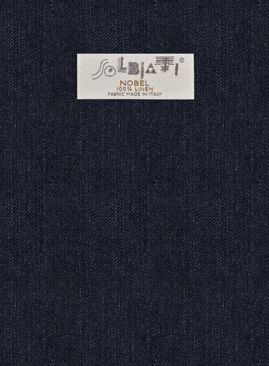 Solbiati Herringbone Indigo Linen Pants - StudioSuits