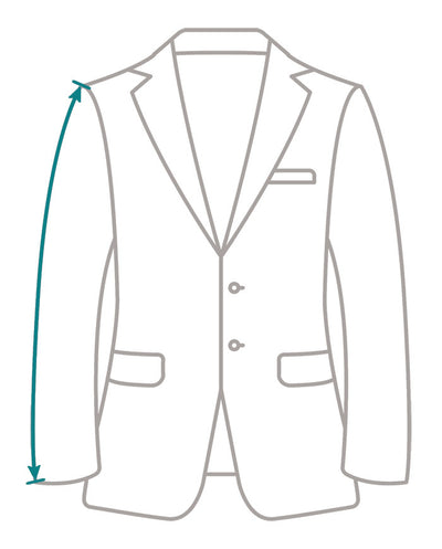 Jacket sleeve measurement taken from the shoulder seam to the end of the cuff