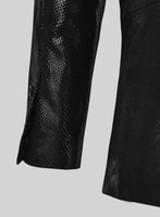 Snake Emboss Black Leather Blazer - StudioSuits