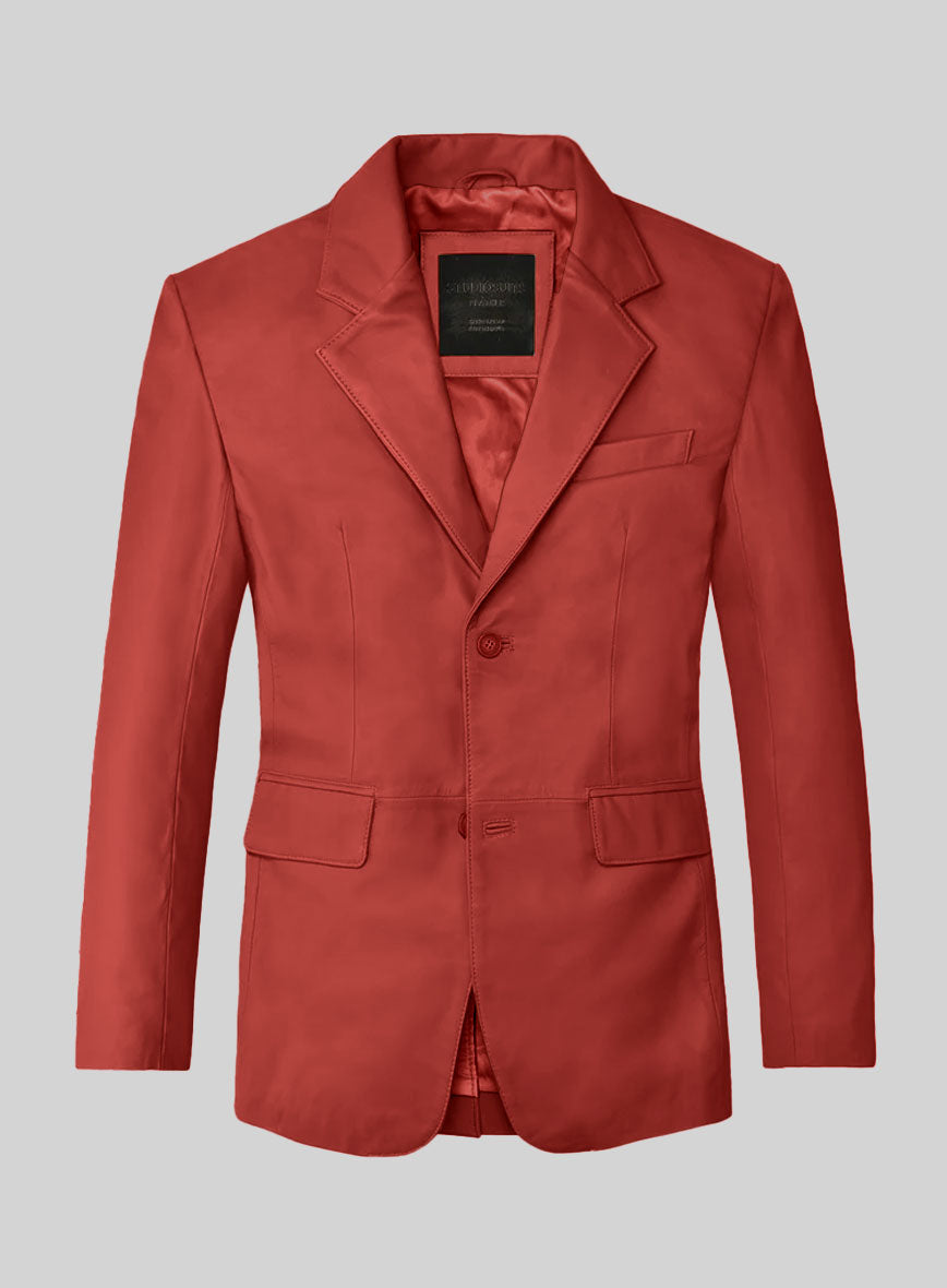 Soft Berry Red Leather Suit - StudioSuits
