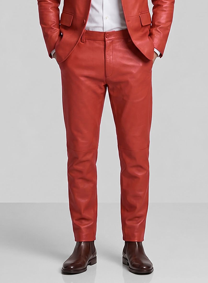 Soft Berry Red Leather Suit - StudioSuits