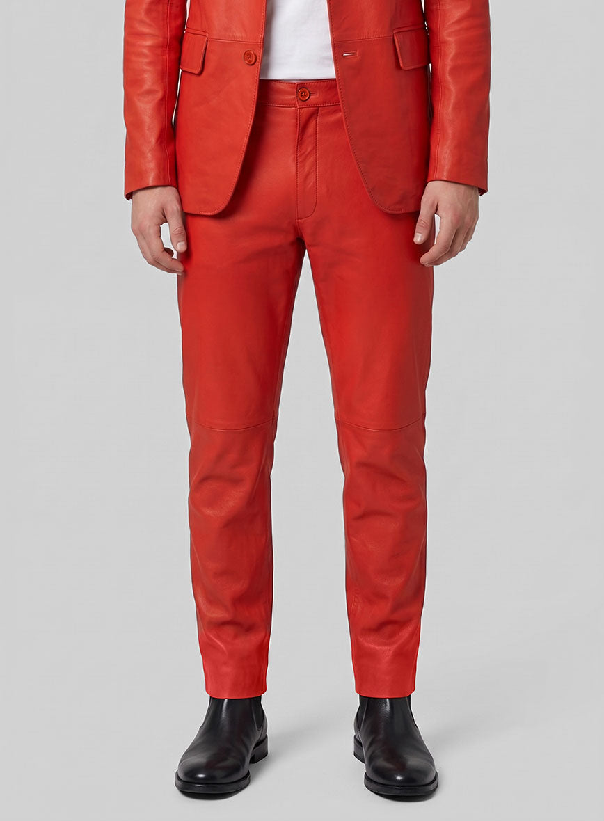 Blood Red Lambskin Leather Suit - StudioSuits