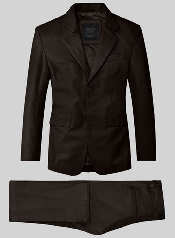 Dark Brown Lambskin Leather Suit - StudioSuits