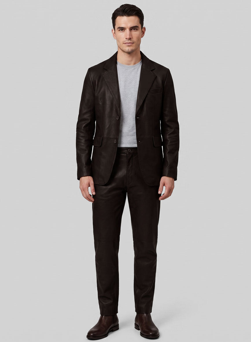 Dark Brown Lambskin Leather Suit - StudioSuits