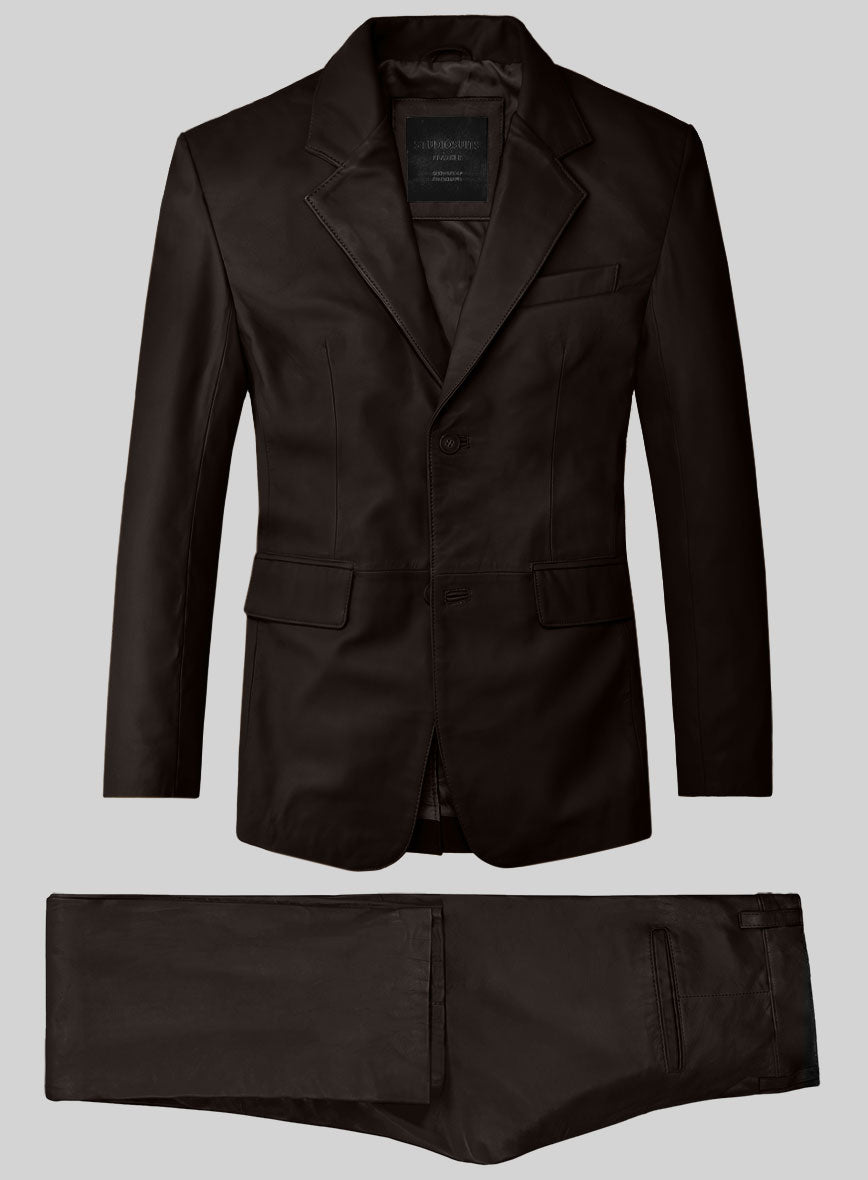 Dark Brown Lambskin Leather Suit - StudioSuits