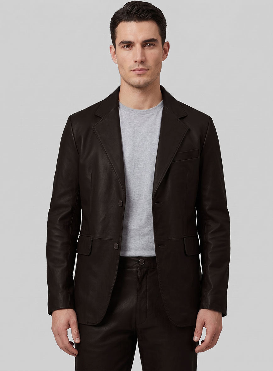 Dark Brown Lambskin Leather Suit - StudioSuits