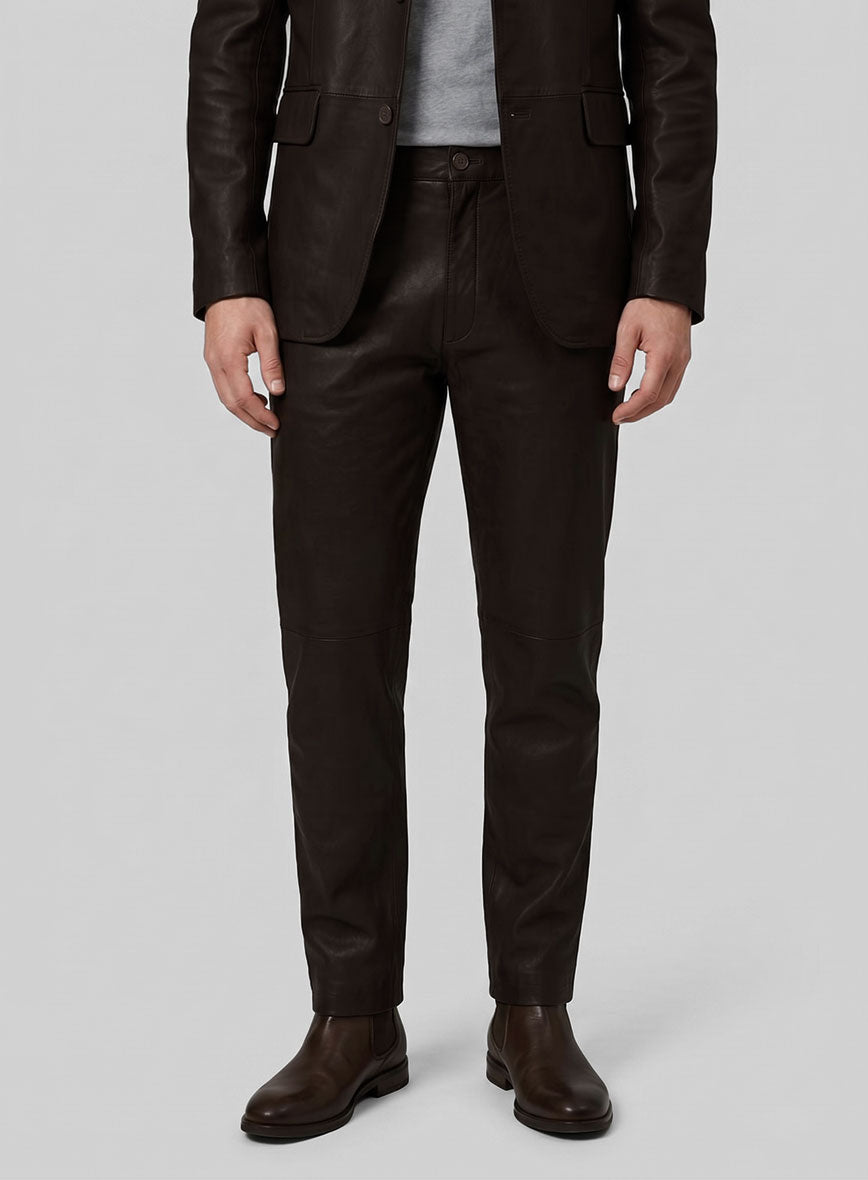 Dark Brown Lambskin Leather Suit - StudioSuits