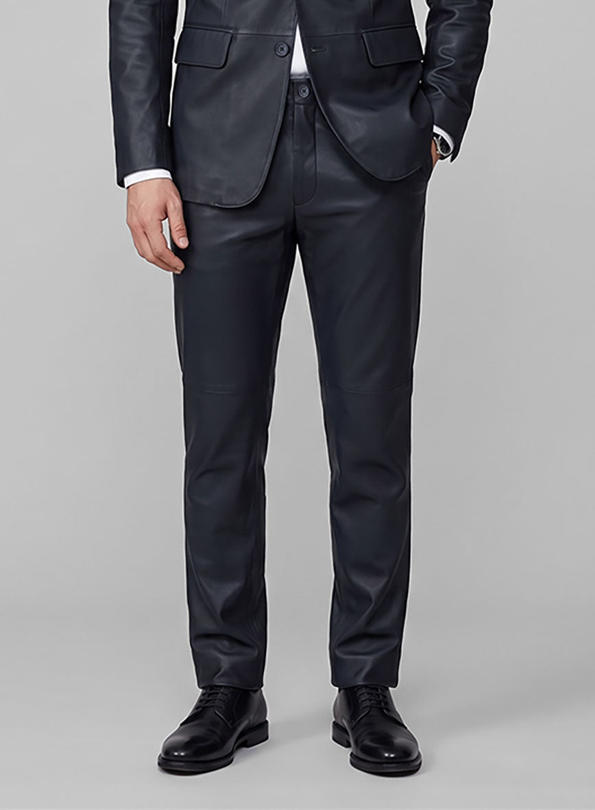 Soft Deep Blue Leather Suit - StudioSuits