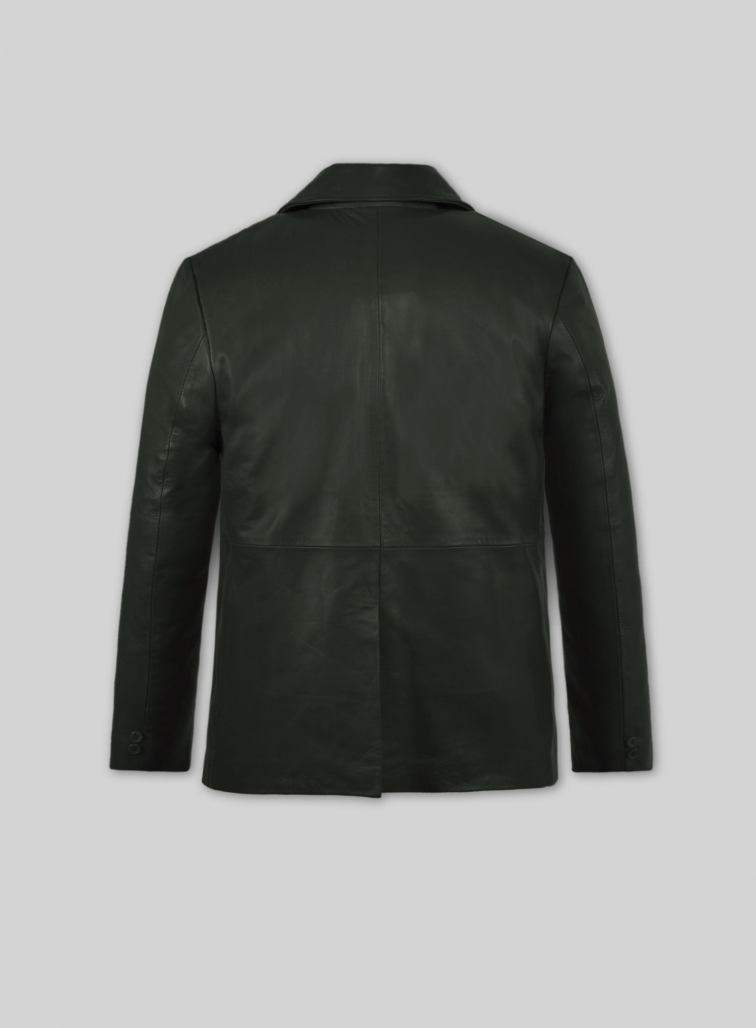 Soft Deep Olive Leather Pea Coat - StudioSuits