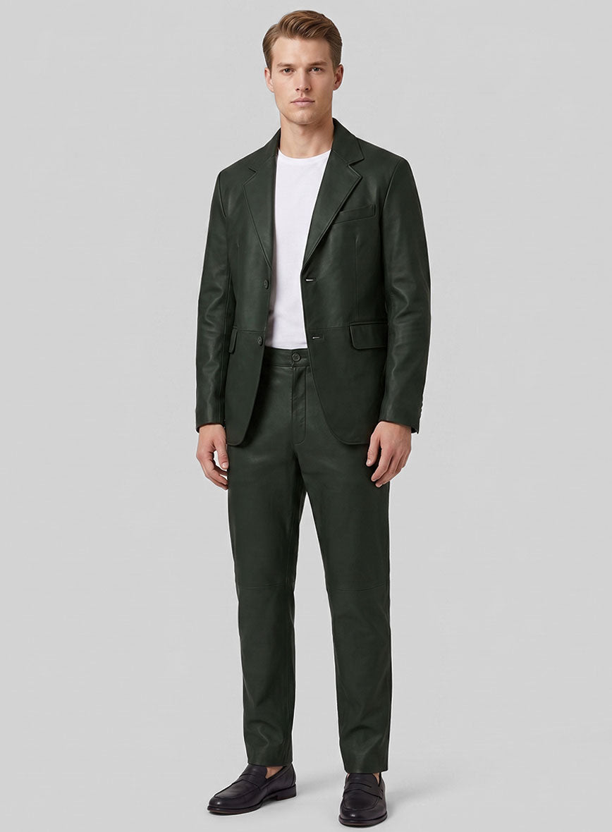 Deep Olive Lambskin Leather Suit - StudioSuits