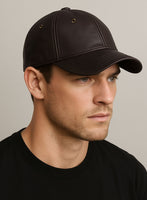 Brown Leather Sport Cap - StudioSuits