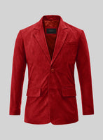 Lava Red Suede Leather Blazer - StudioSuits