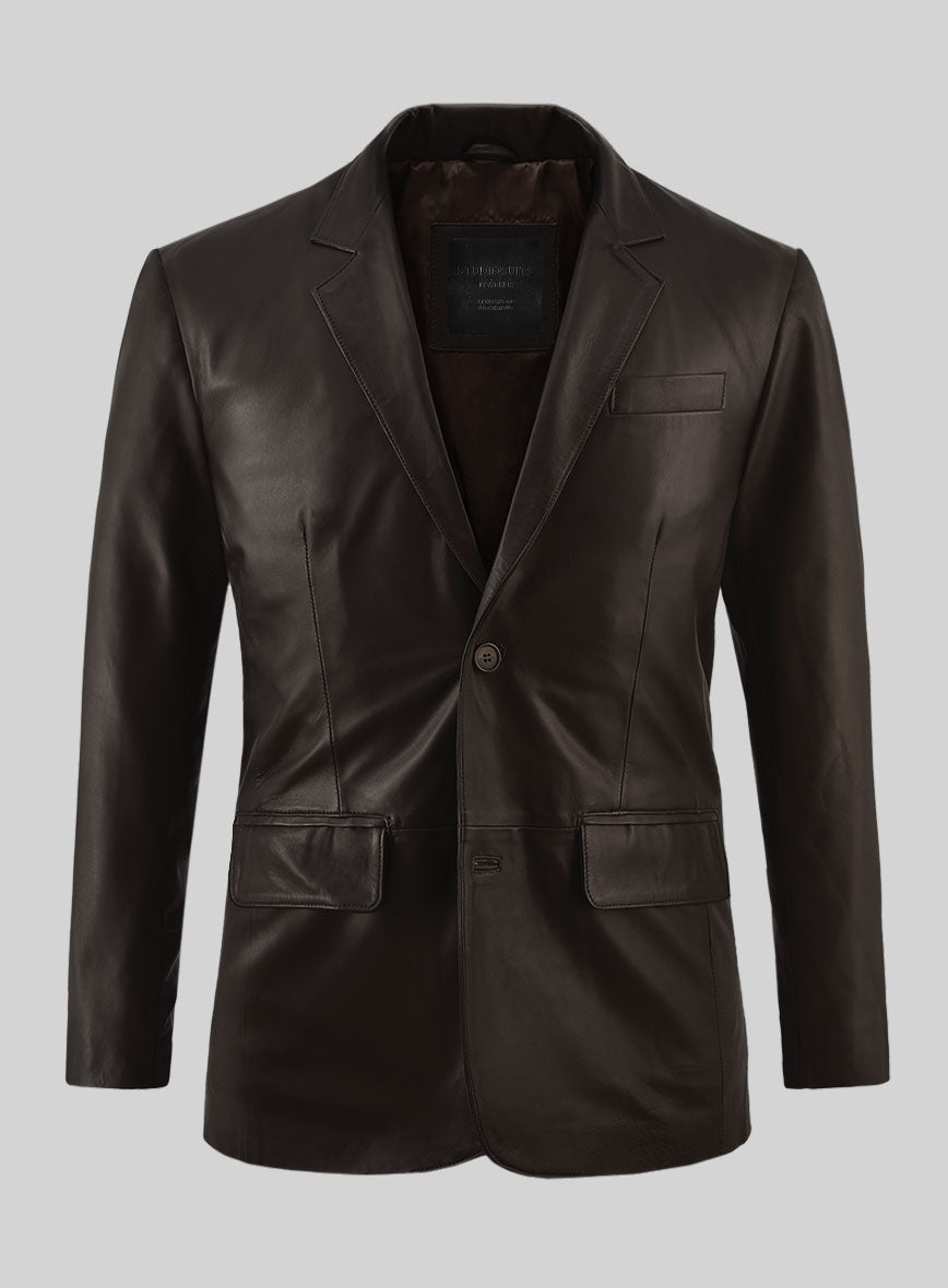 Soft Louis Brown Leather Blazer - StudioSuits