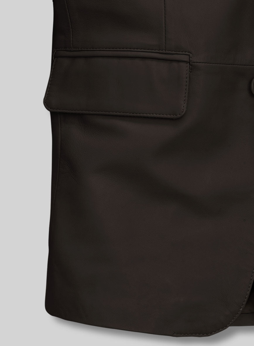 Soft Louis Brown Leather Blazer - StudioSuits