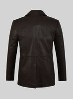 Soft Louis Brown Leather Pea Coat - StudioSuits