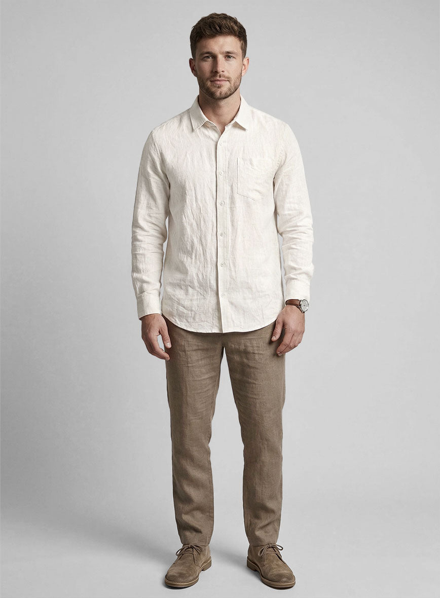 Soft Sand Pure Linen Shirt - StudioSuits