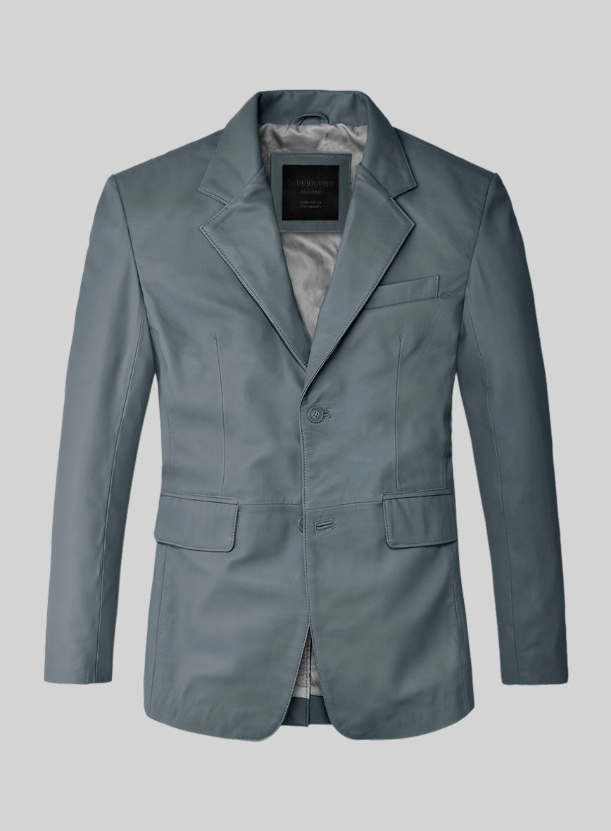 Soft Sherpa Gray Leather Blazer - StudioSuits