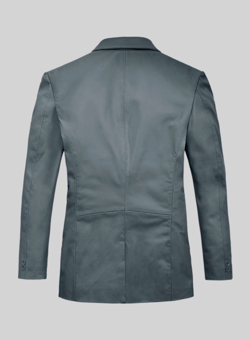 Soft Sherpa Gray Leather Blazer - StudioSuits