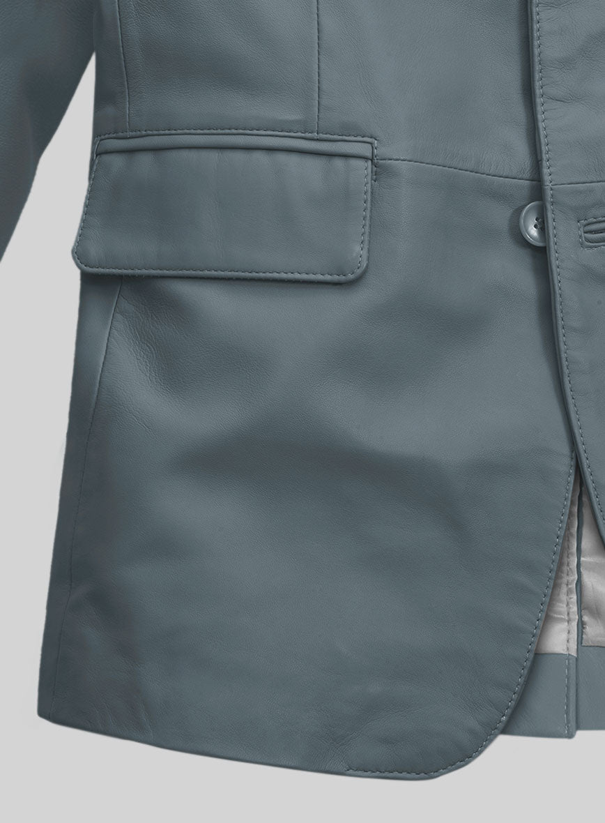 Soft Sherpa Gray Leather Blazer - StudioSuits