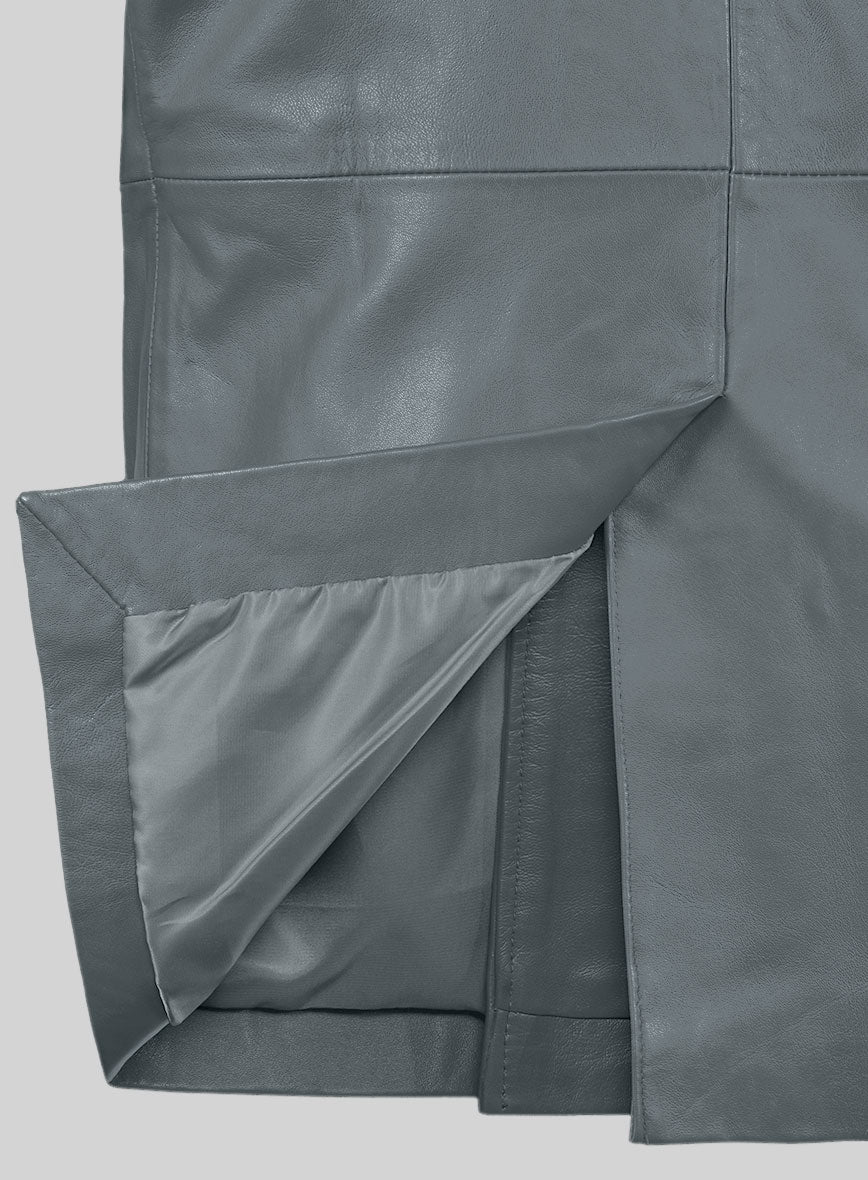 Soft Sherpa Gray Leather Pea Coat - StudioSuits