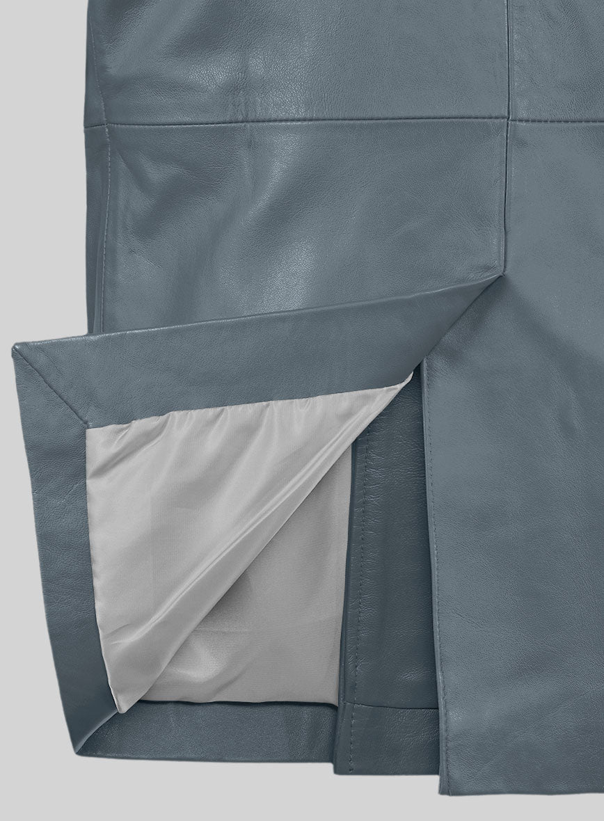 Soft Sherpa Gray Leather Pea Coat - StudioSuits