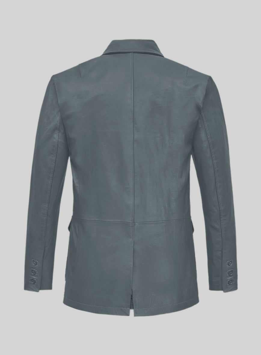 Soft Sherpa Gray Washed and Wax Leather Blazer - #712 - StudioSuits