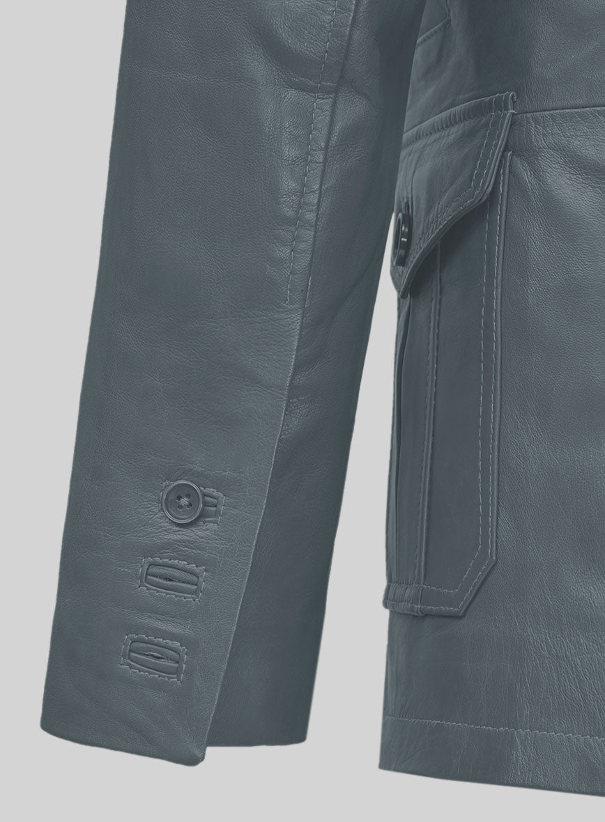 Soft Sherpa Gray Washed and Wax Leather Blazer - #712 - StudioSuits