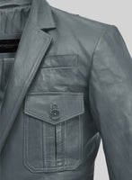 Soft Sherpa Gray Washed and Wax Leather Blazer - #712 - StudioSuits