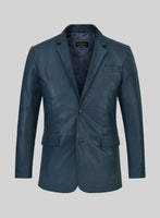 Soft Winsor Blue Leather Blazer - StudioSuits