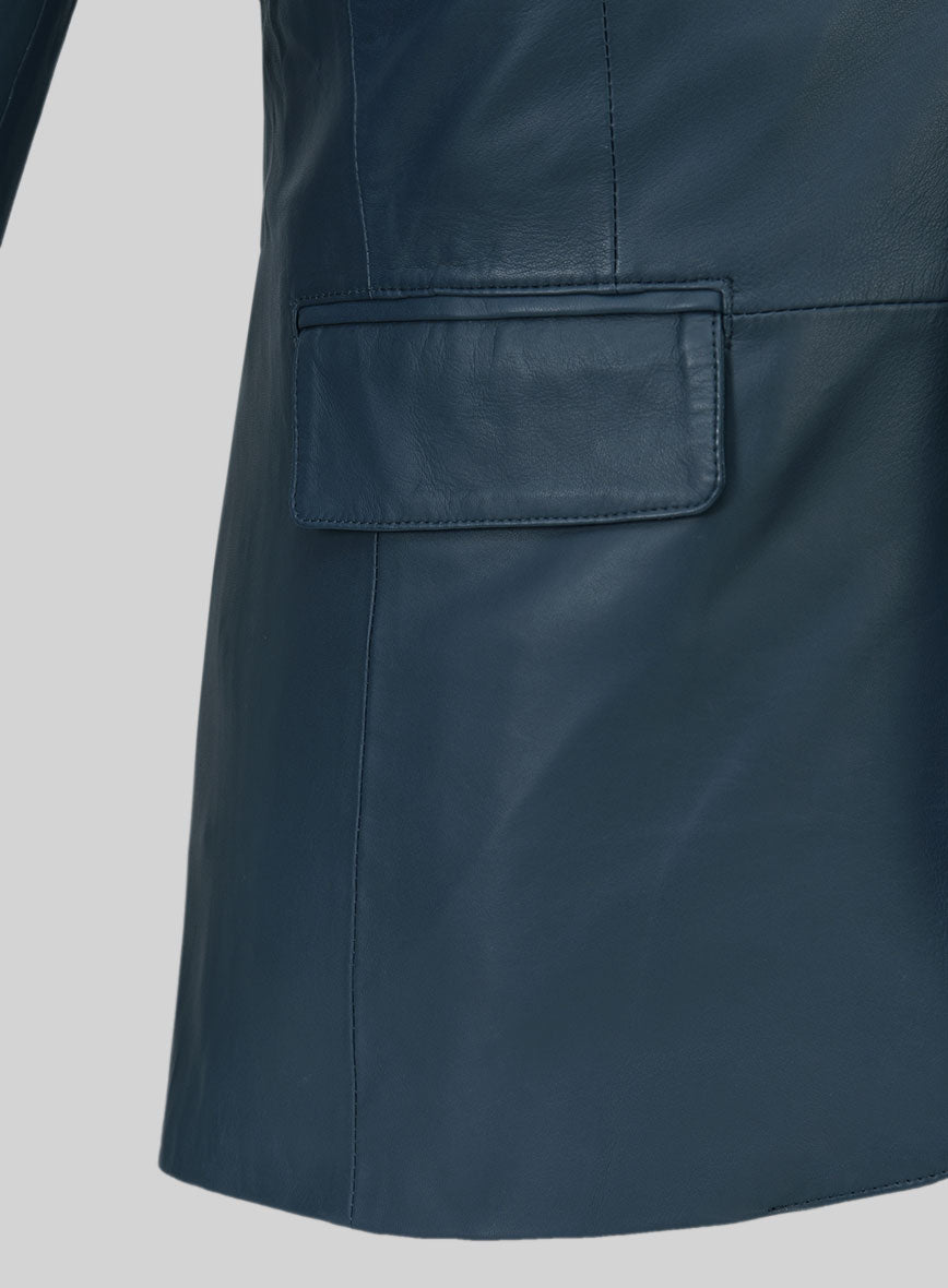 Soft Winsor Blue Leather Blazer – StudioSuits