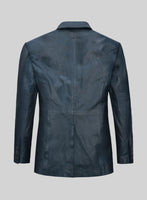 Soft Winsor Blue Washed & Wax Leather Blazer - StudioSuits