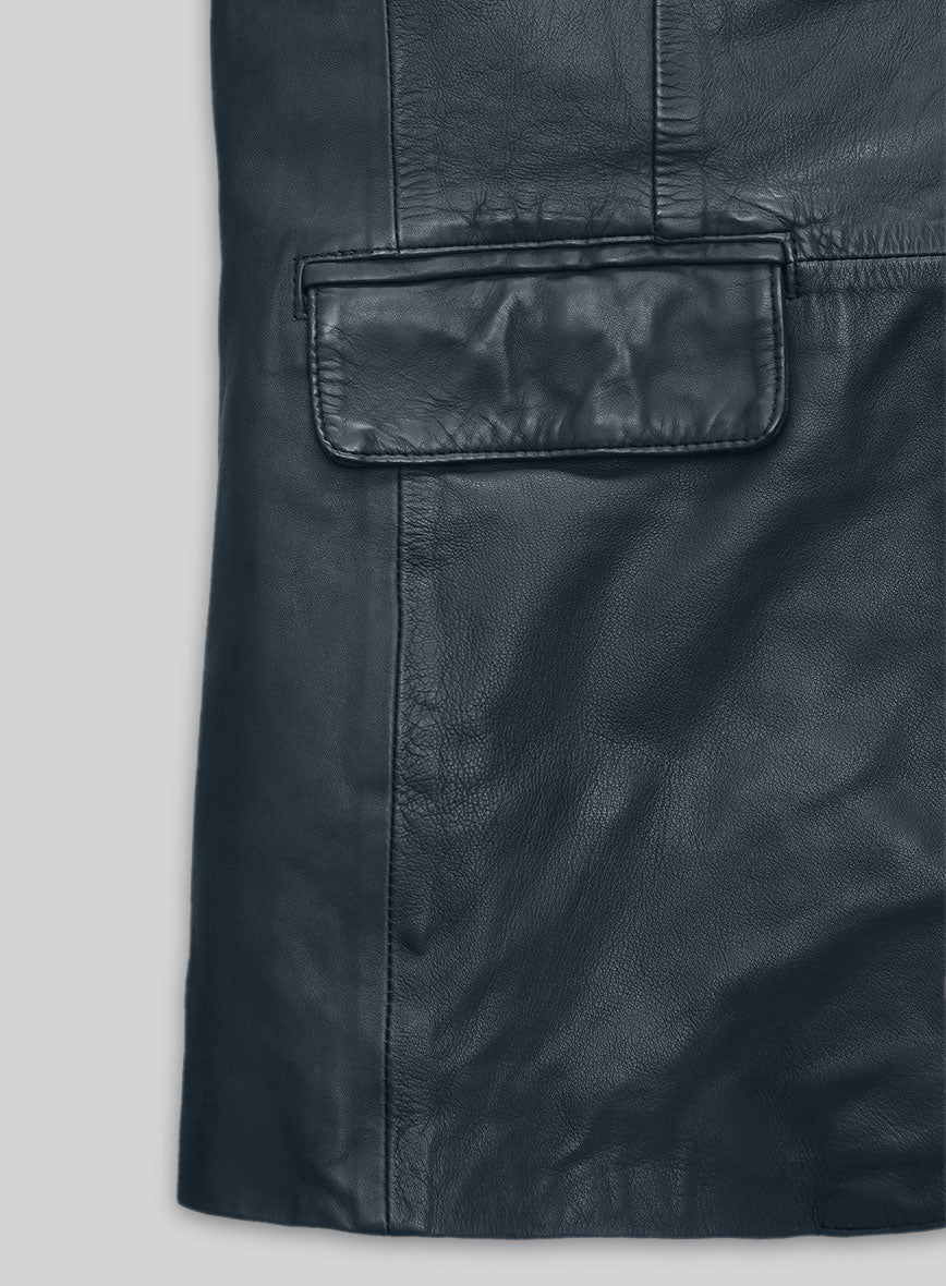 Soft Winsor Blue Washed & Wax Leather Blazer - StudioSuits