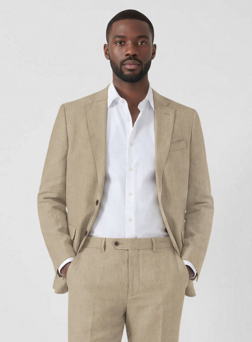 ジャケット・アウター HEAVY LINEN DOUBLE JACKET BEIGE Solbiati Art Du Lin Beige Linen Jacket – StudioSuits