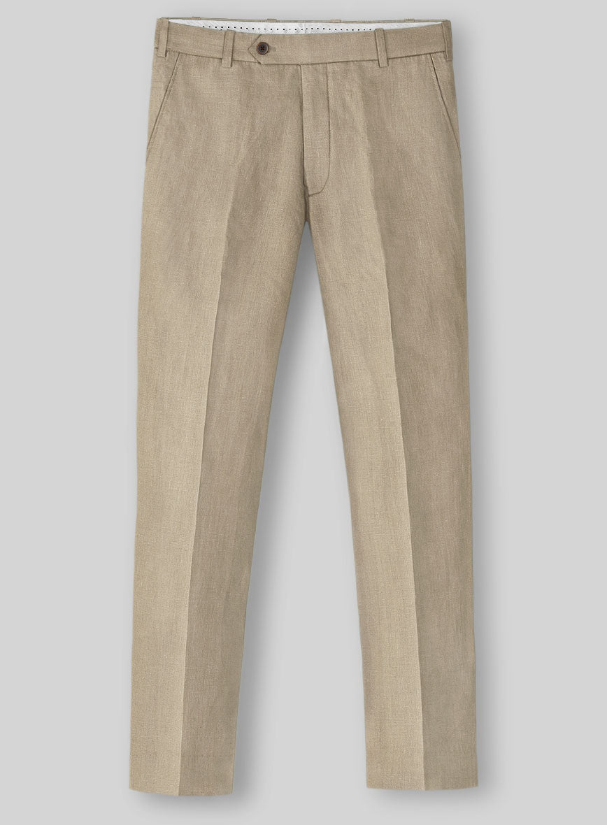 Solbiati Art Du Lin Beige Linen Pants - StudioSuits
