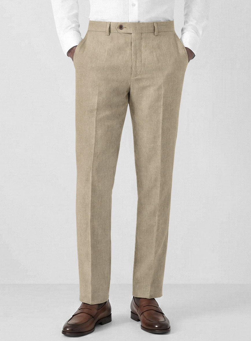 Solbiati Art Du Lin Beige Linen Pants - StudioSuits