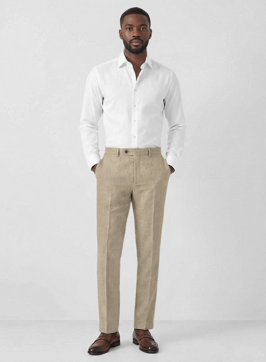 Solbiati Art Du Lin Beige Linen Pants - StudioSuits