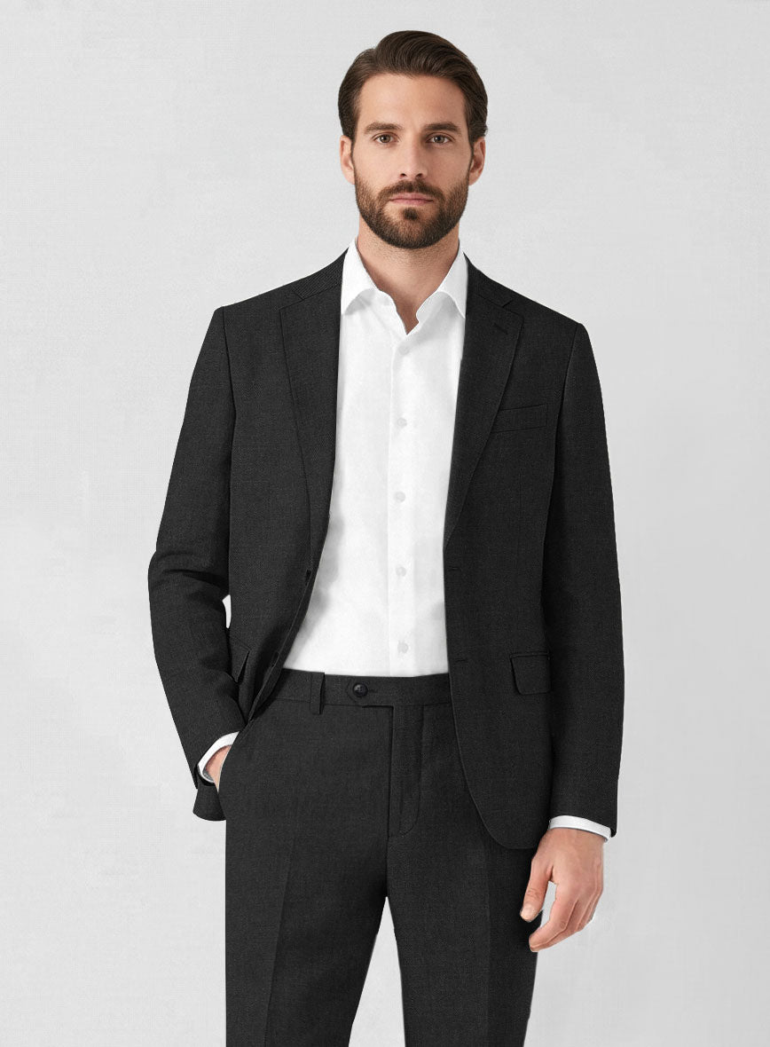 Solbiati Art Du Lin Black Linen Jacket - StudioSuits