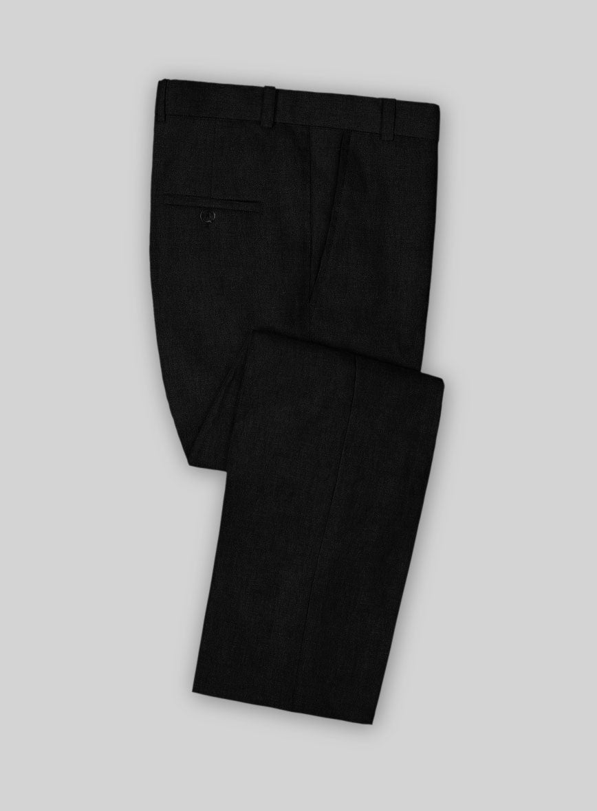 Solbiati Art Du Lin Black Linen Pants - StudioSuits