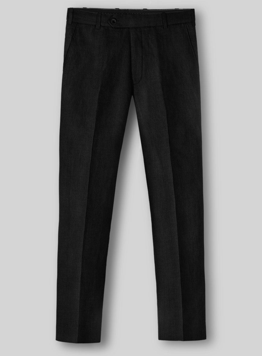 Solbiati Art Du Lin Black Linen Pants - StudioSuits