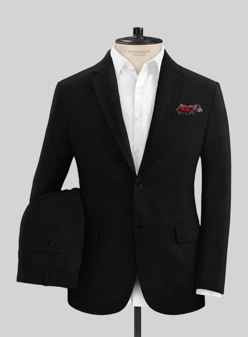 Solbiati Art Du Lin Black Linen Suit - StudioSuits