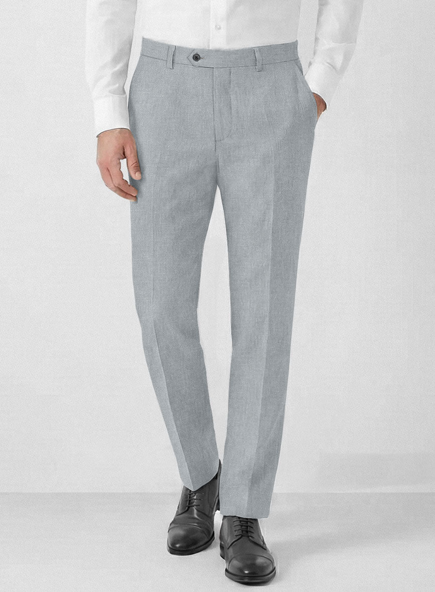 Solbiati Art Du Lin Blue Gray Linen Pants - StudioSuits