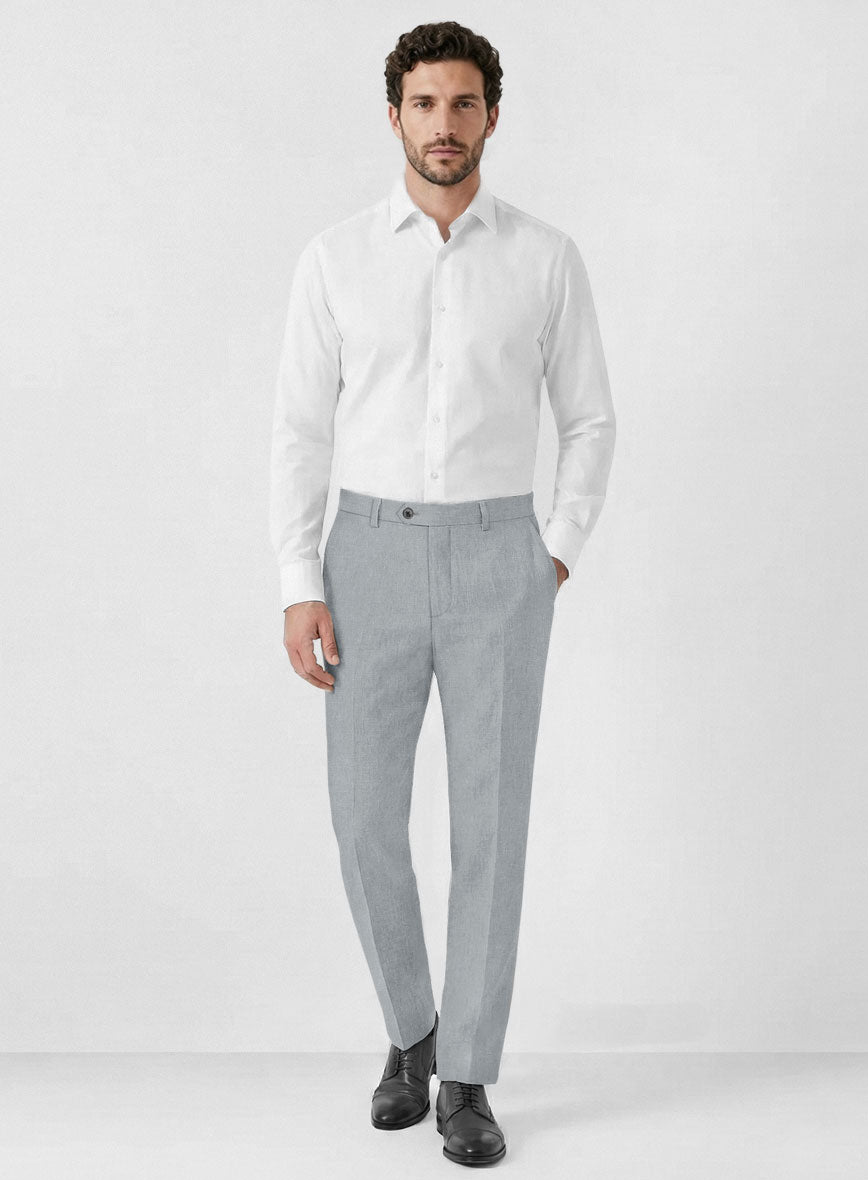 Solbiati Art Du Lin Blue Gray Linen Pants - StudioSuits