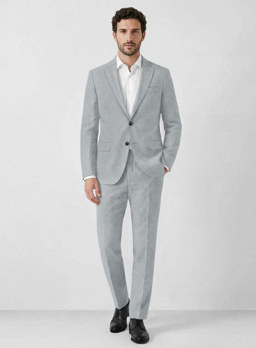 Solbiati Art Du Lin Blue Gray Linen Suit - StudioSuits