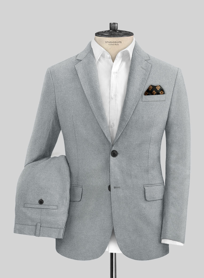 Solbiati Art Du Lin Blue Gray Linen Suit - StudioSuits