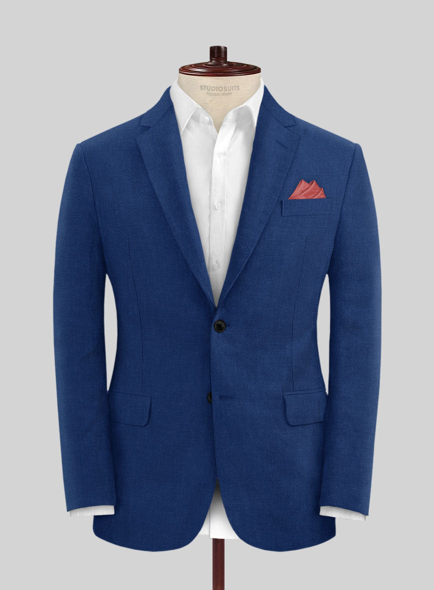 Solbiati Art Du Lin Cobalt Blue Linen Jacket - StudioSuits