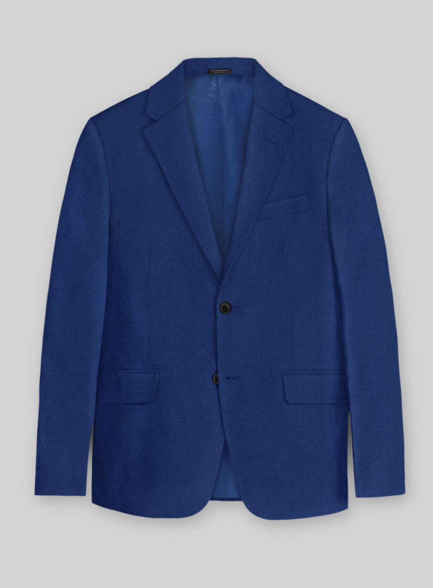 Solbiati Art Du Lin Cobalt Blue Linen Jacket - StudioSuits