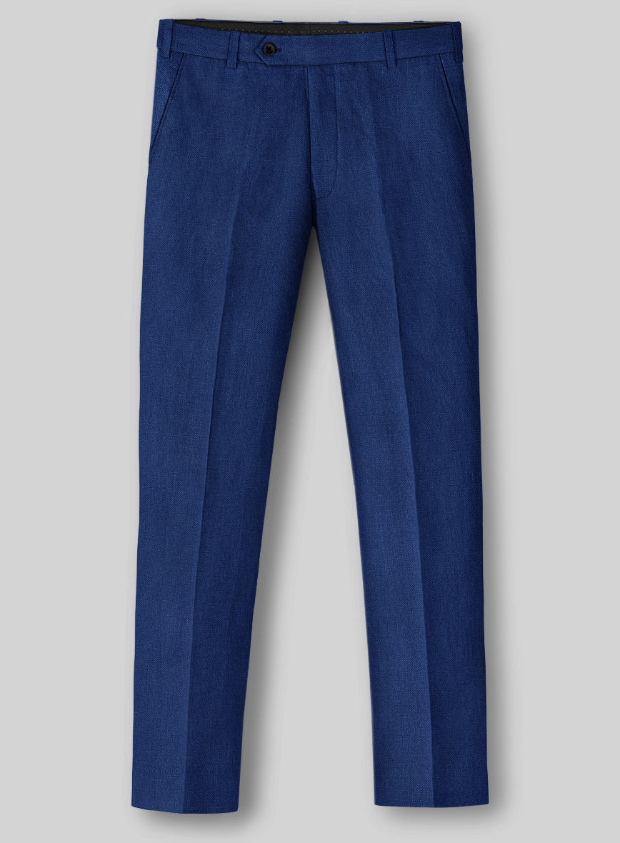Solbiati Art Du Lin Cobalt Blue Linen Pants - StudioSuits