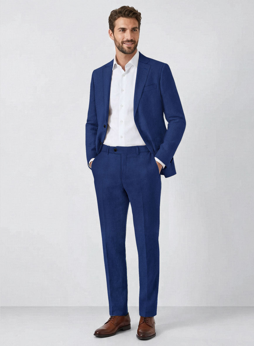 Solbiati Art Du Lin Cobalt Blue Linen Suit - StudioSuits